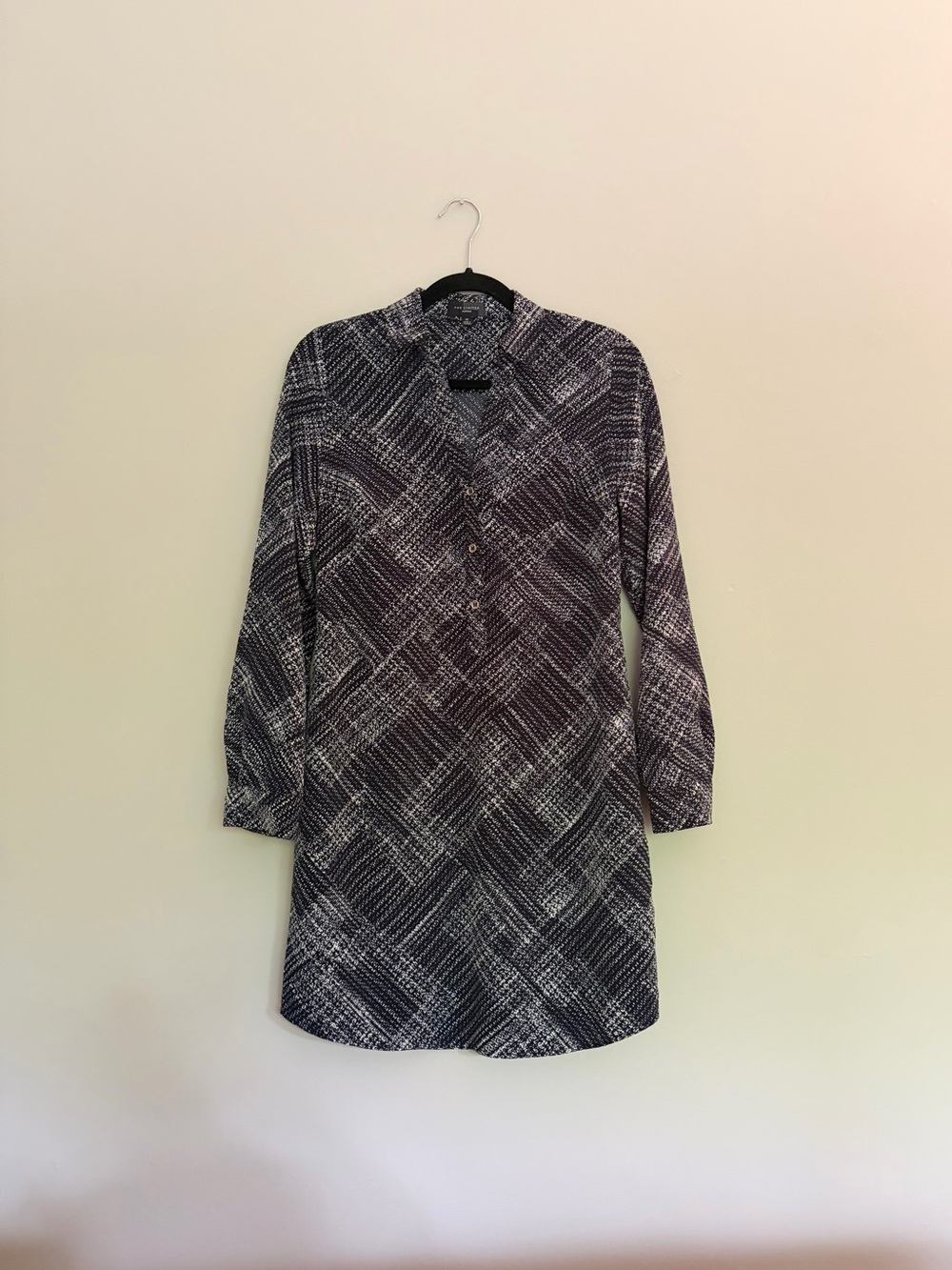The Limited Ashton Women's Black & White Patterned Long-Sleeve Shift Dress